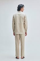 Undyed Linen Men's Band Collar Shirt view 4
