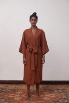 Cinnamon Linen Robe view 1