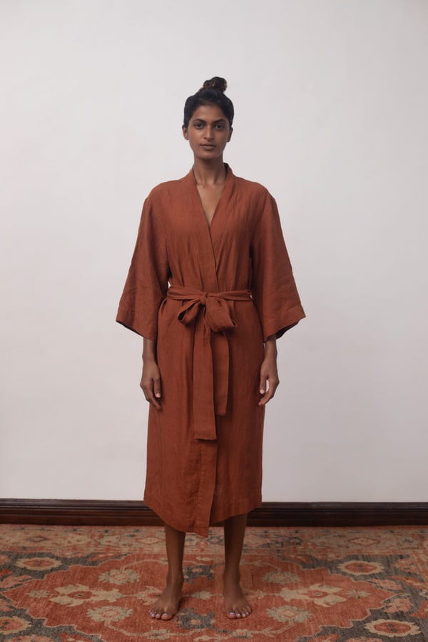 Saphed — Cinnamon Linen Robe