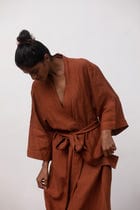 Cinnamon Linen Robe view 3
