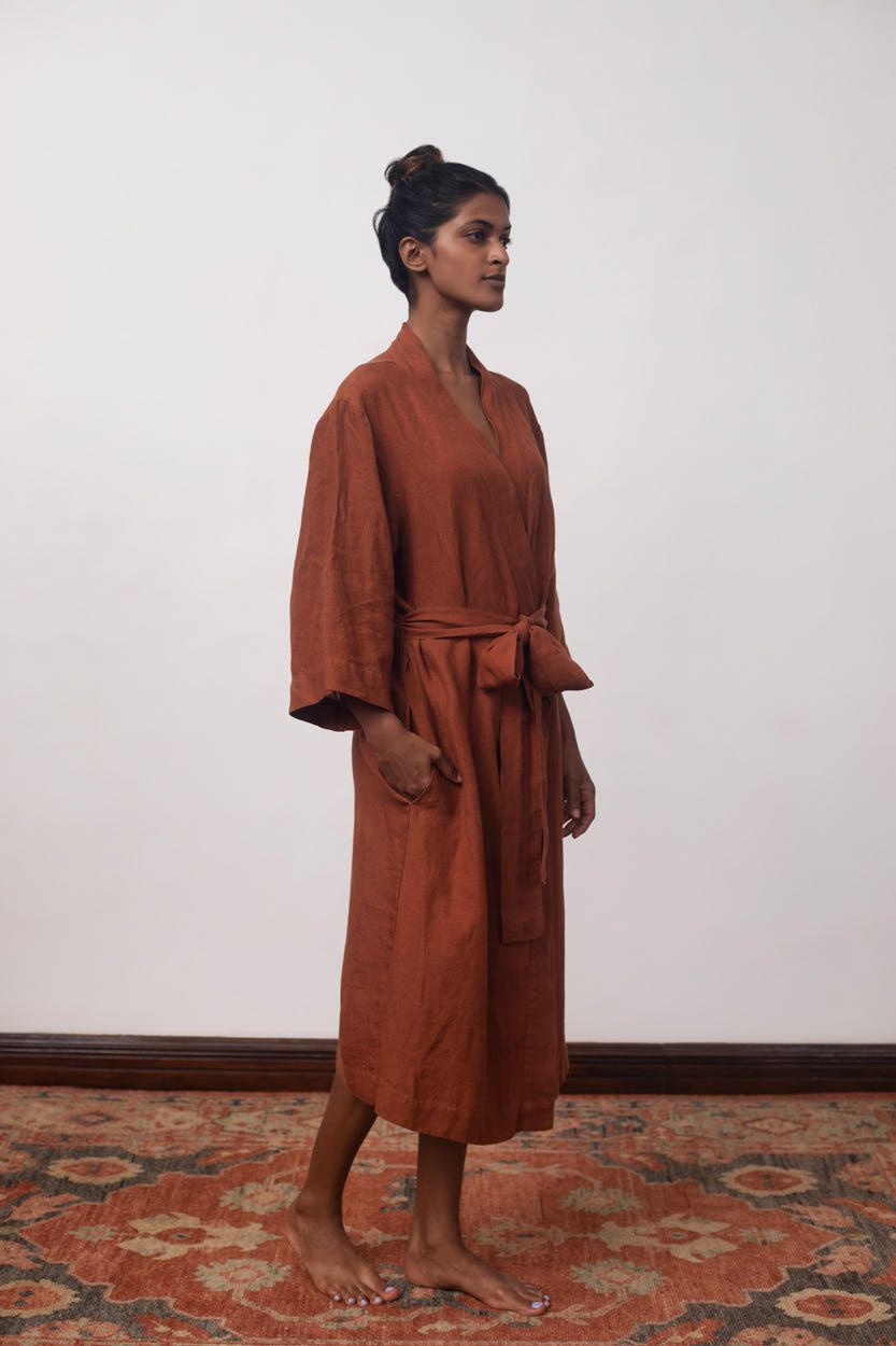 Cinnamon Linen Robe - image 4