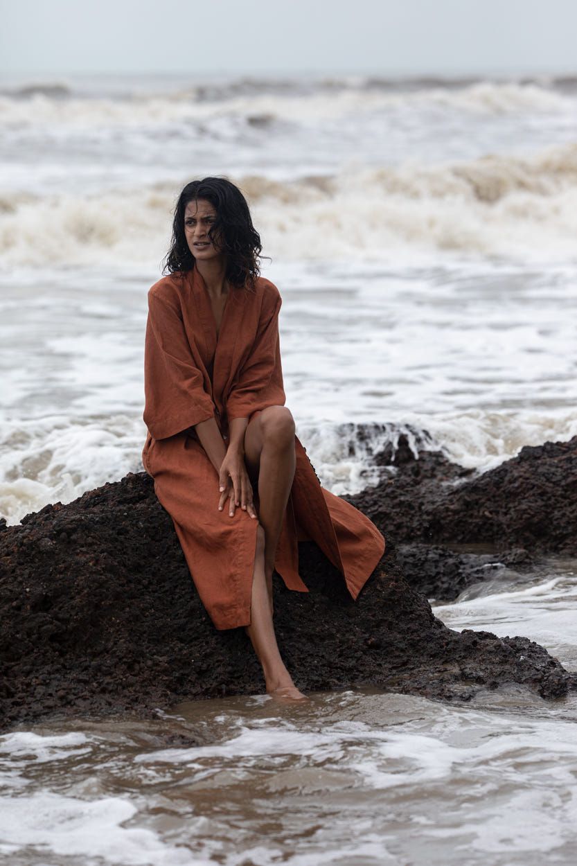 Cinnamon Linen Robe - image 5