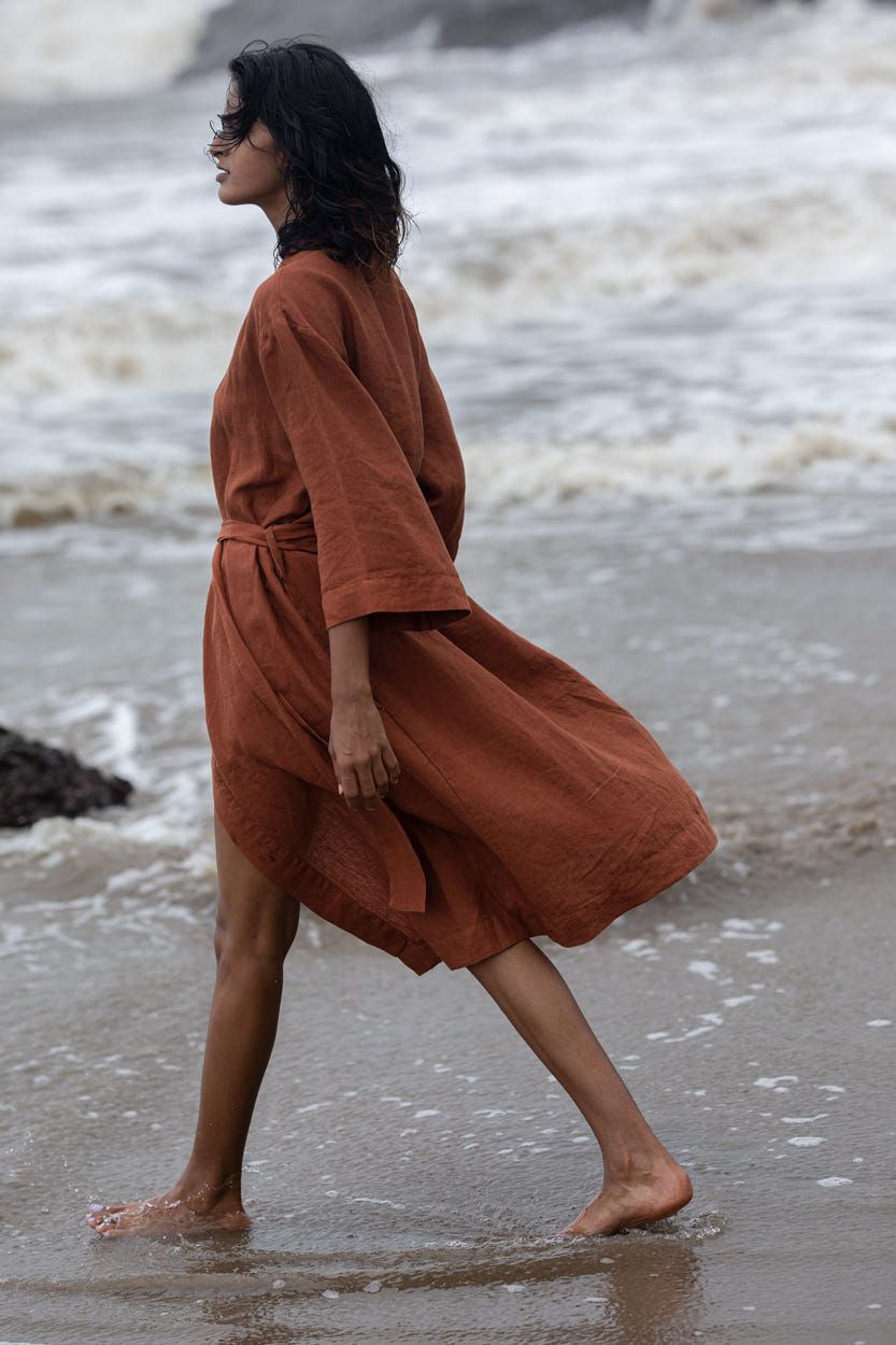 Cinnamon Linen Robe - image 6