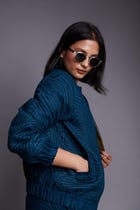 Indigo Linen Unisex Quilted Bomber Jacket Set view 11