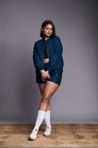 Indigo Linen Unisex Quilted Bomber Jacket Set view 6