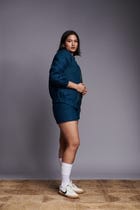 Indigo Linen Unisex Quilted Bomber Jacket Set view 7