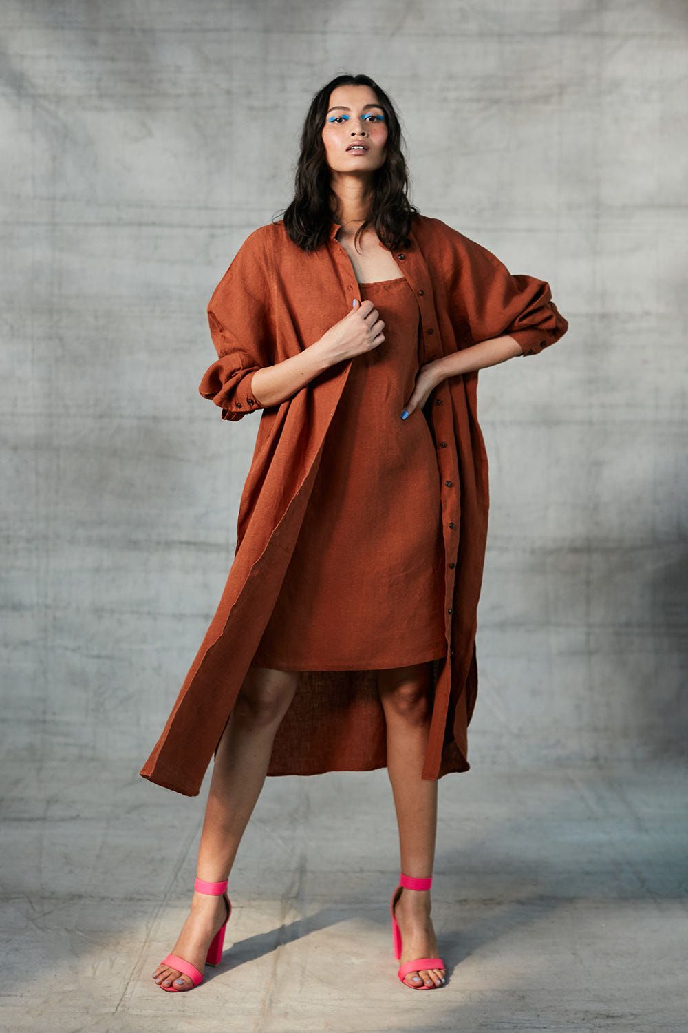 Cinnamon Linen Shirt Dress - image 3