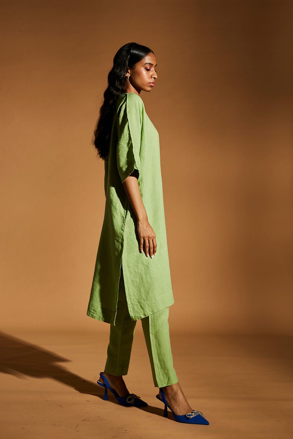 Pista Linen Dolman Kurta Set - image 3