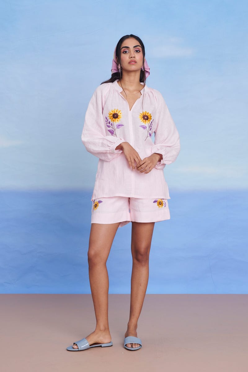 Fleur Linen Billow Shorts Set