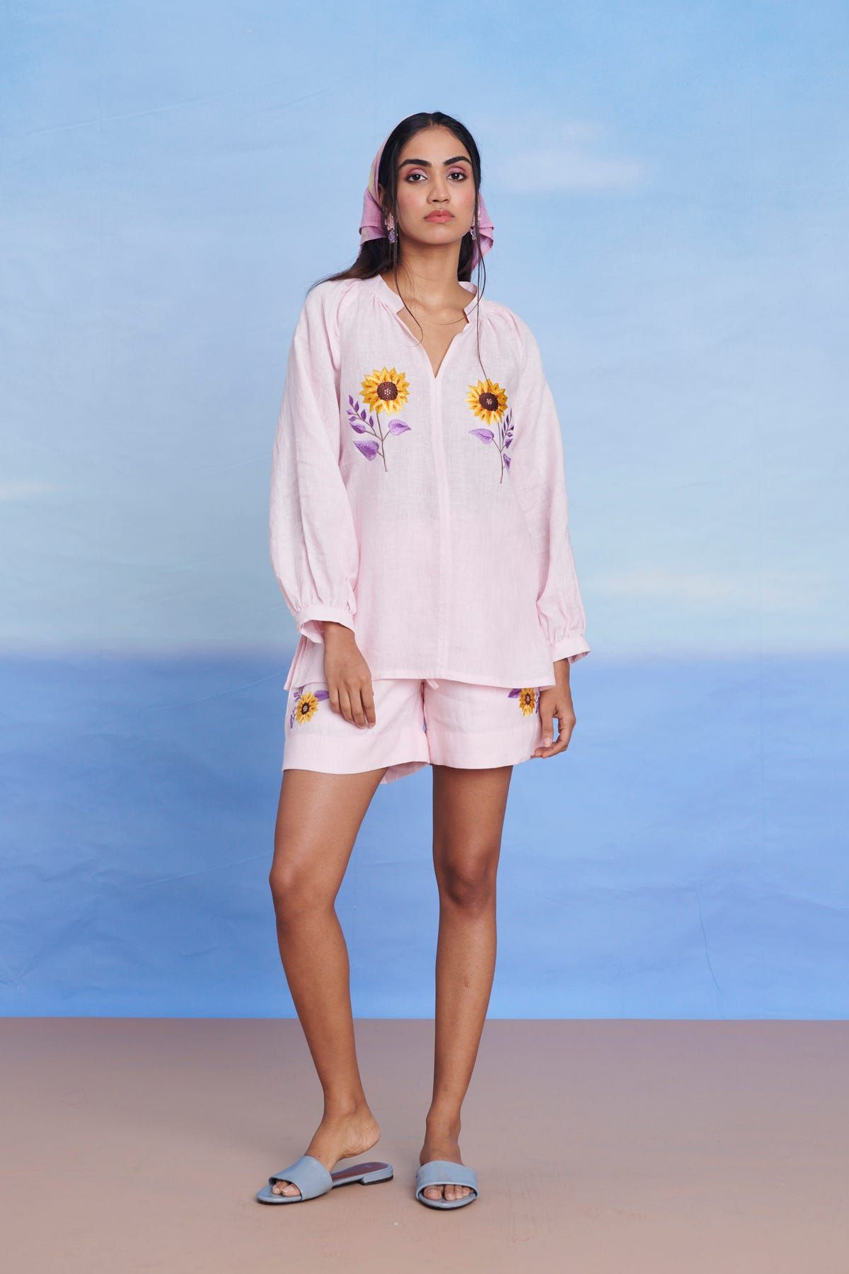 Fleur Linen Billow Shorts Set - image 7