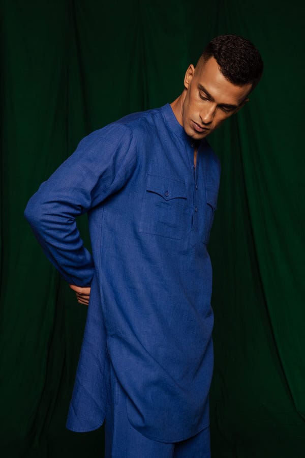 Saphed — Neelam Linen Men's Saif Kurta - Sale