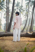 Blush Linen Men's Pleated Camp Collar Shirt - Sale view 5