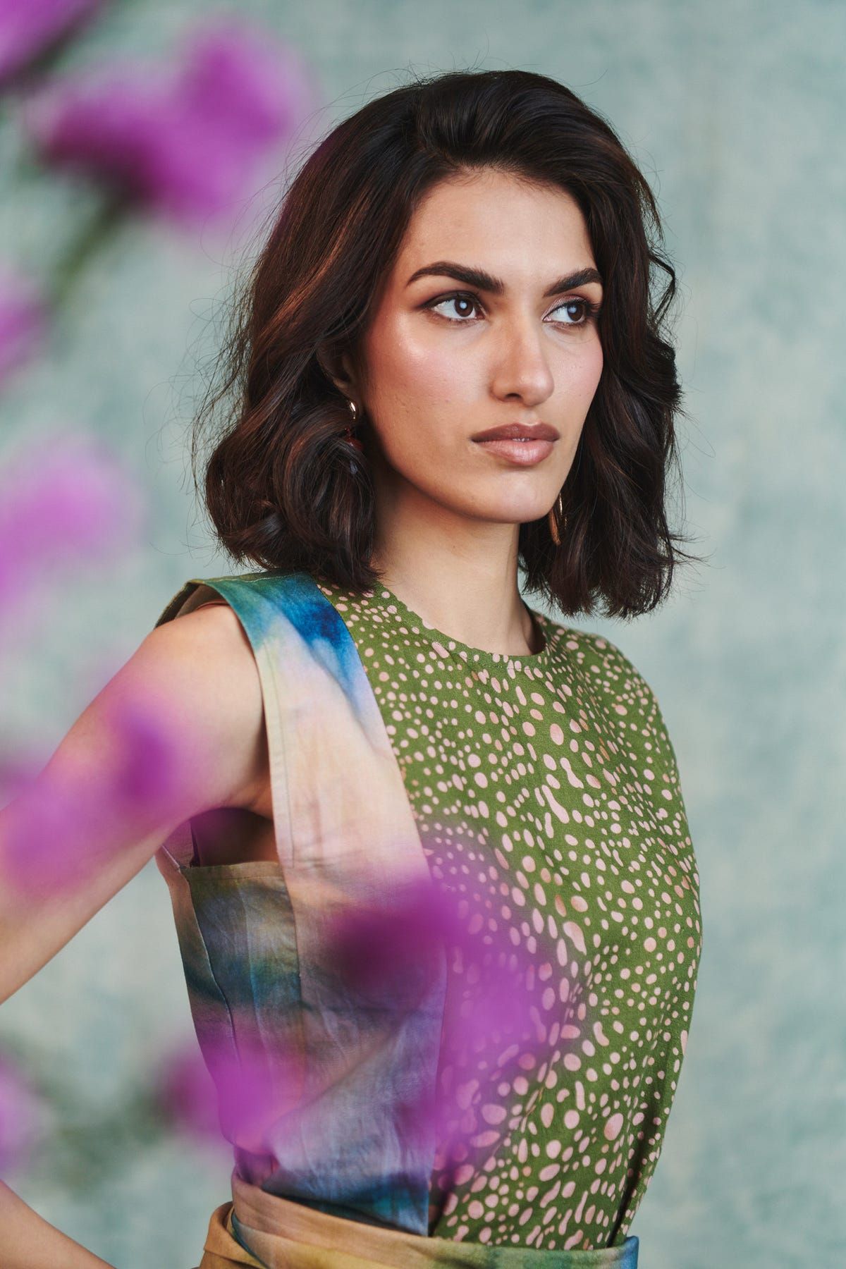 Prism Blot Co-Linen Tie Dress - image 11