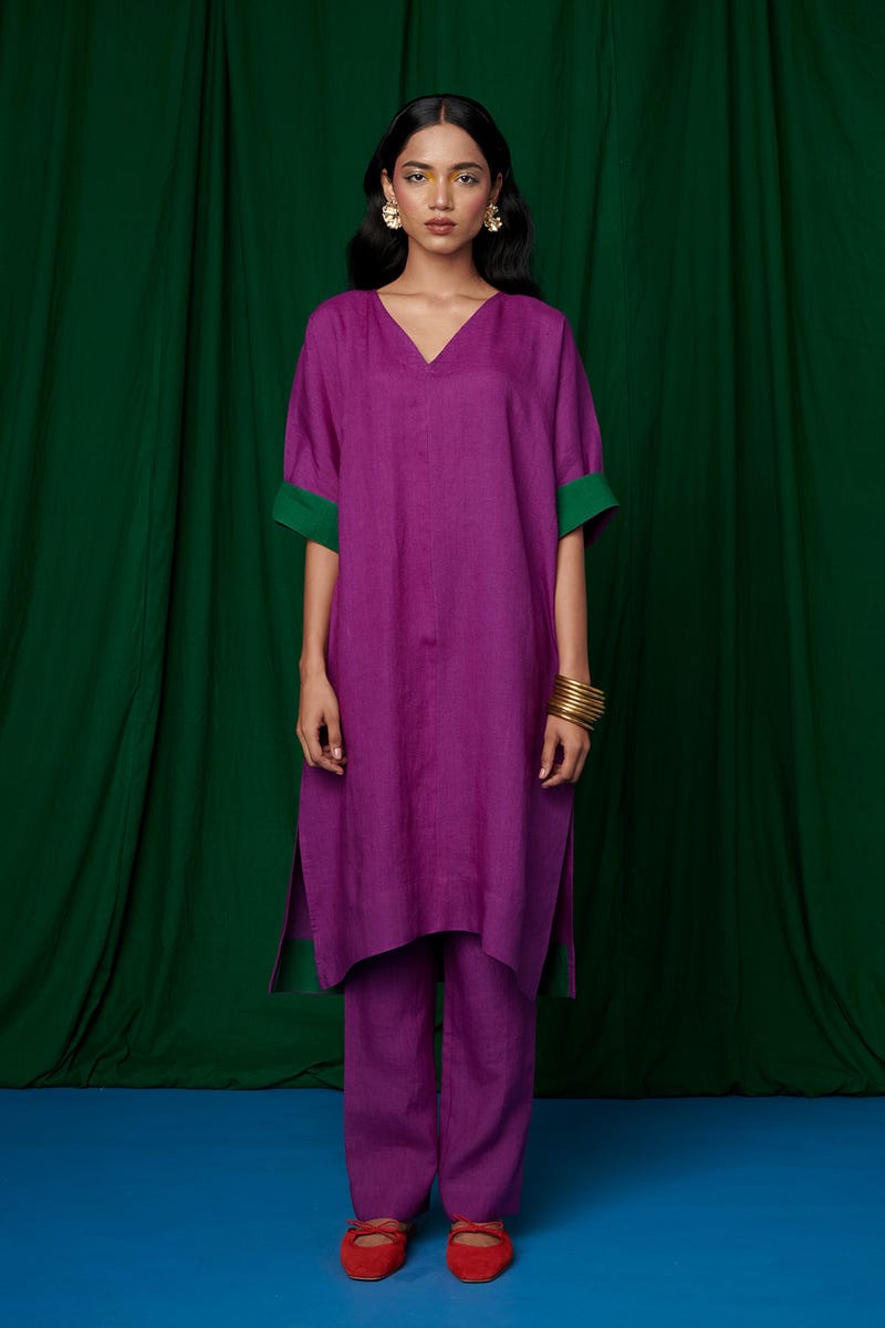 Violet Linen Dolman Kurta