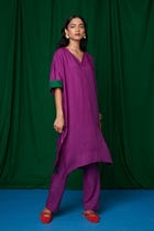Violet Linen Dolman Kurta view 2