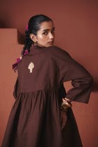 Coffee Co-Linen Gathered Shirt Set - Sale view 6