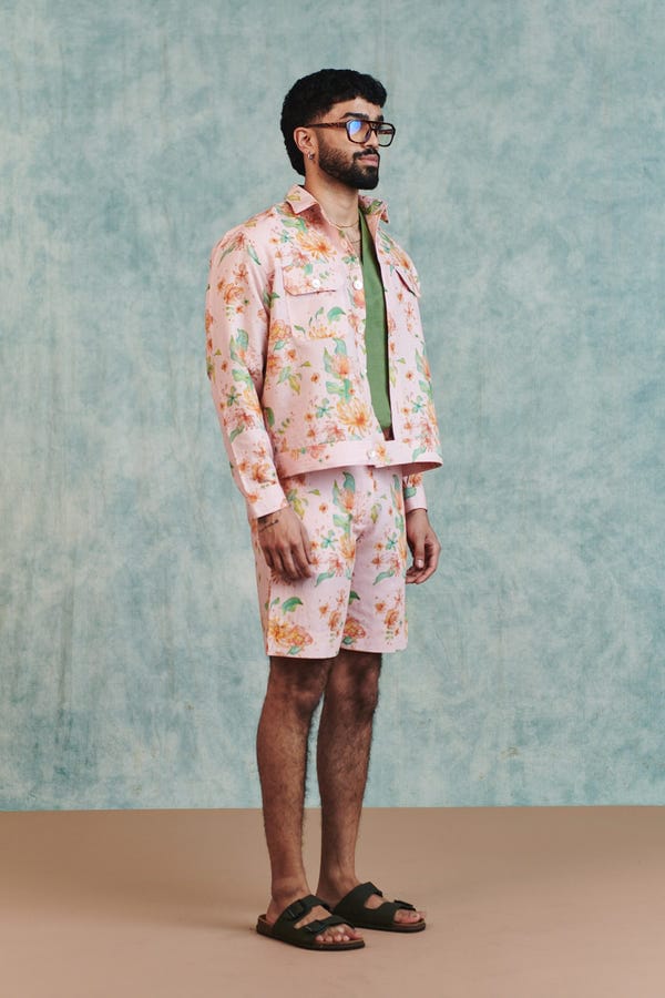 Saphed — Flora Co-Linen Men's Trucker Jacket