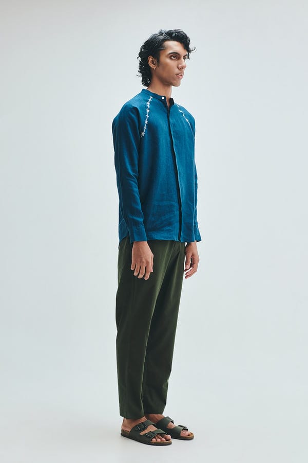 Saphed — Pine Linen Men's Tapered Lounge Pants