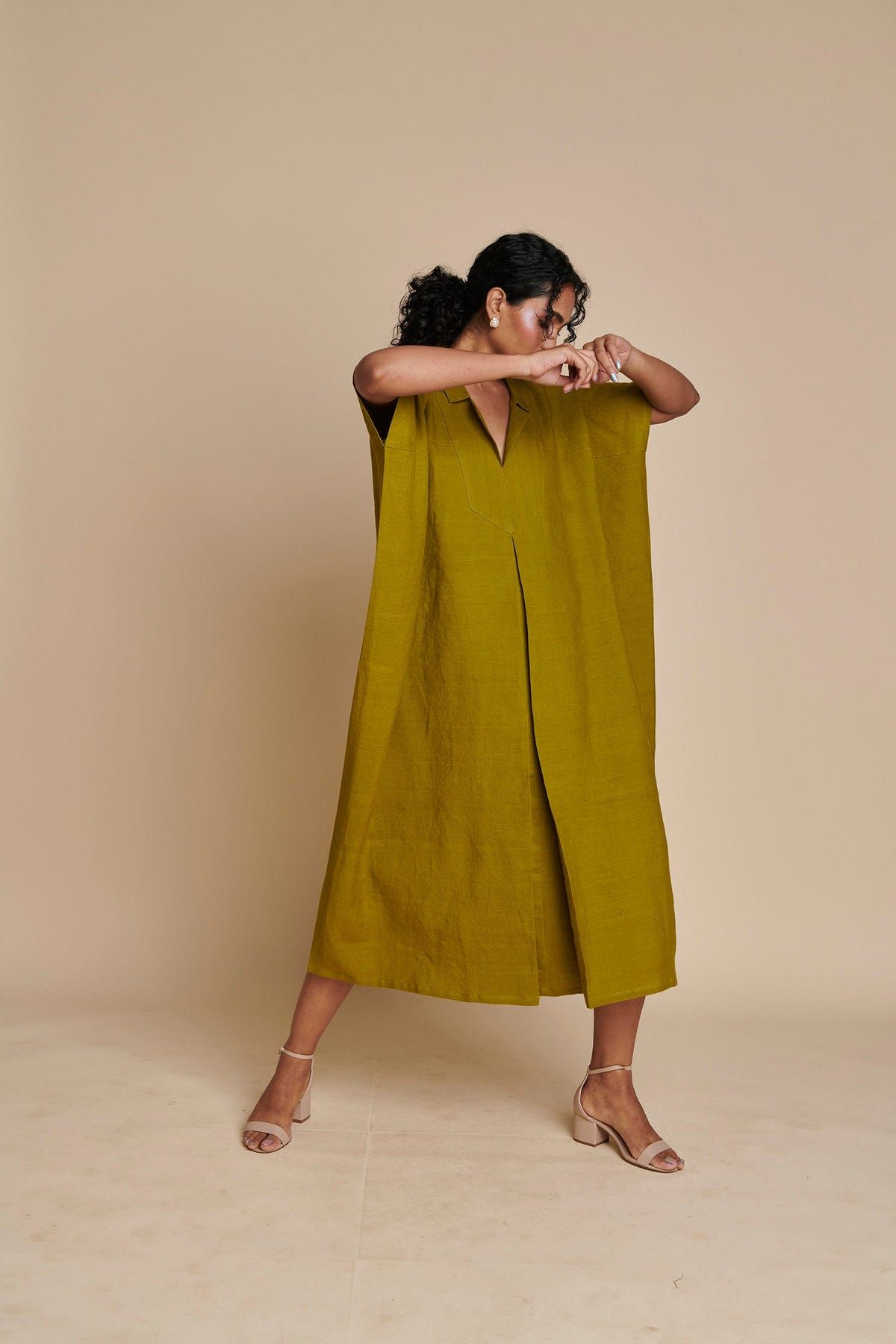 Mehendi Linen Kaftan Dress - Sale - image 6