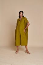 Mehendi Linen Kaftan Dress - Sale view 9
