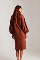 Cinnamon Linen Balloon Sleeves Dress view 5