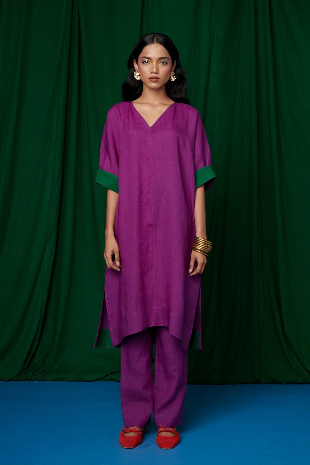 Violet Linen Dolman Kurta Set - image 1