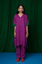 Violet Linen Dolman Kurta Set view 1