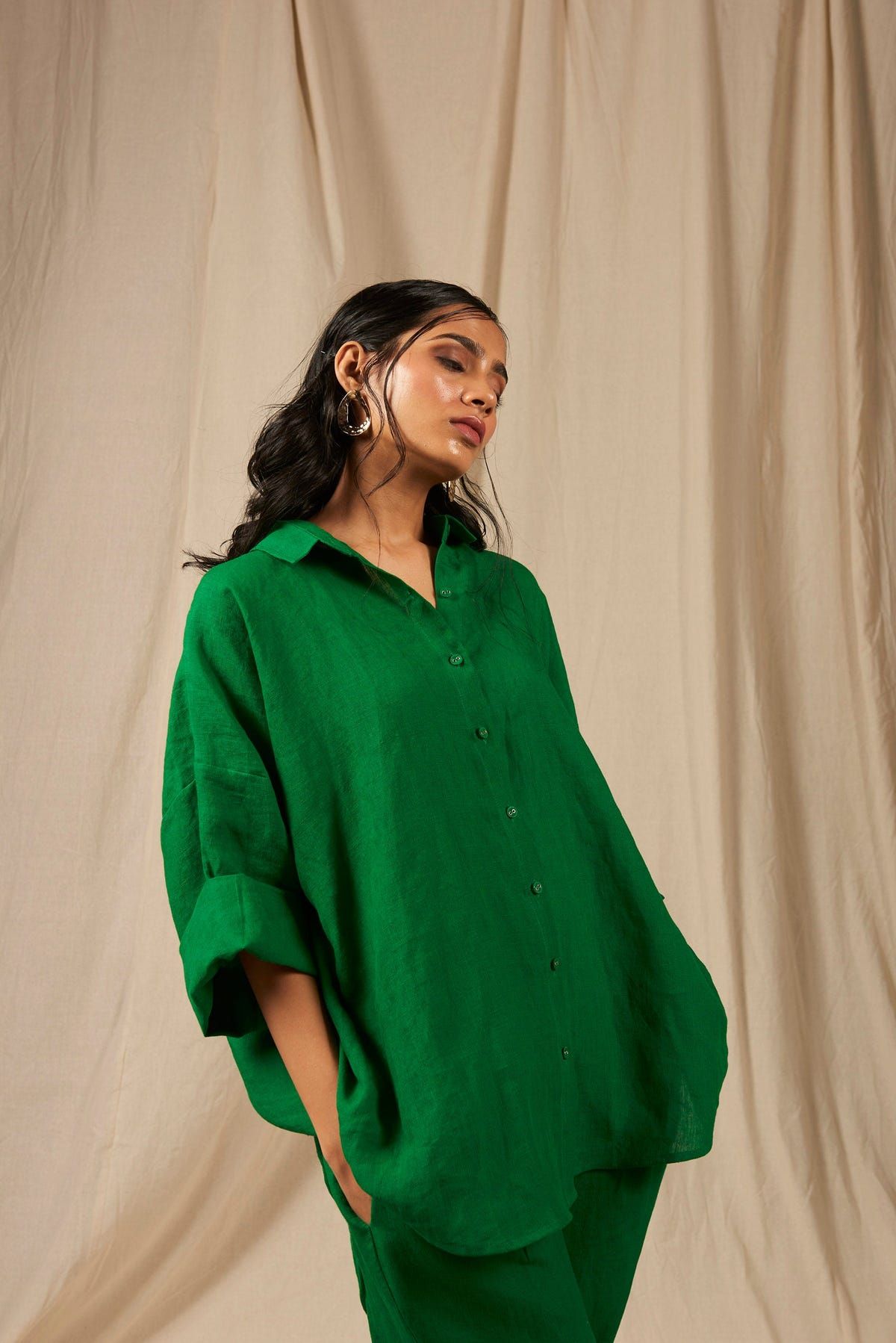 Panna Linen Oversized Flared Shirt - Sale - image 2