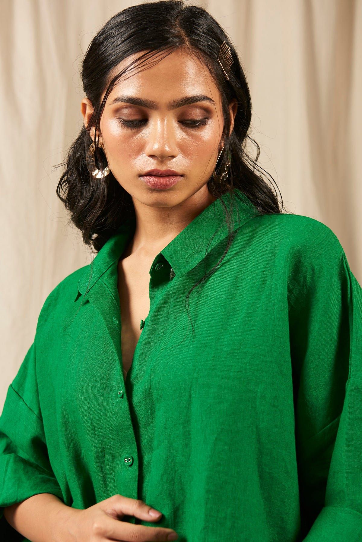 Panna Linen Oversized Flared Shirt - Sale - image 5