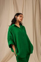 Panna Linen Oversized Flared Shirt Set - Sale view 2