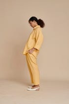 Butterscotch Linen Oversized Flared Shirt Set - Sale view 3