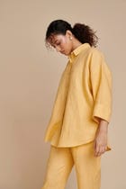 Butterscotch Linen Oversized Flared Shirt Set - Sale view 5