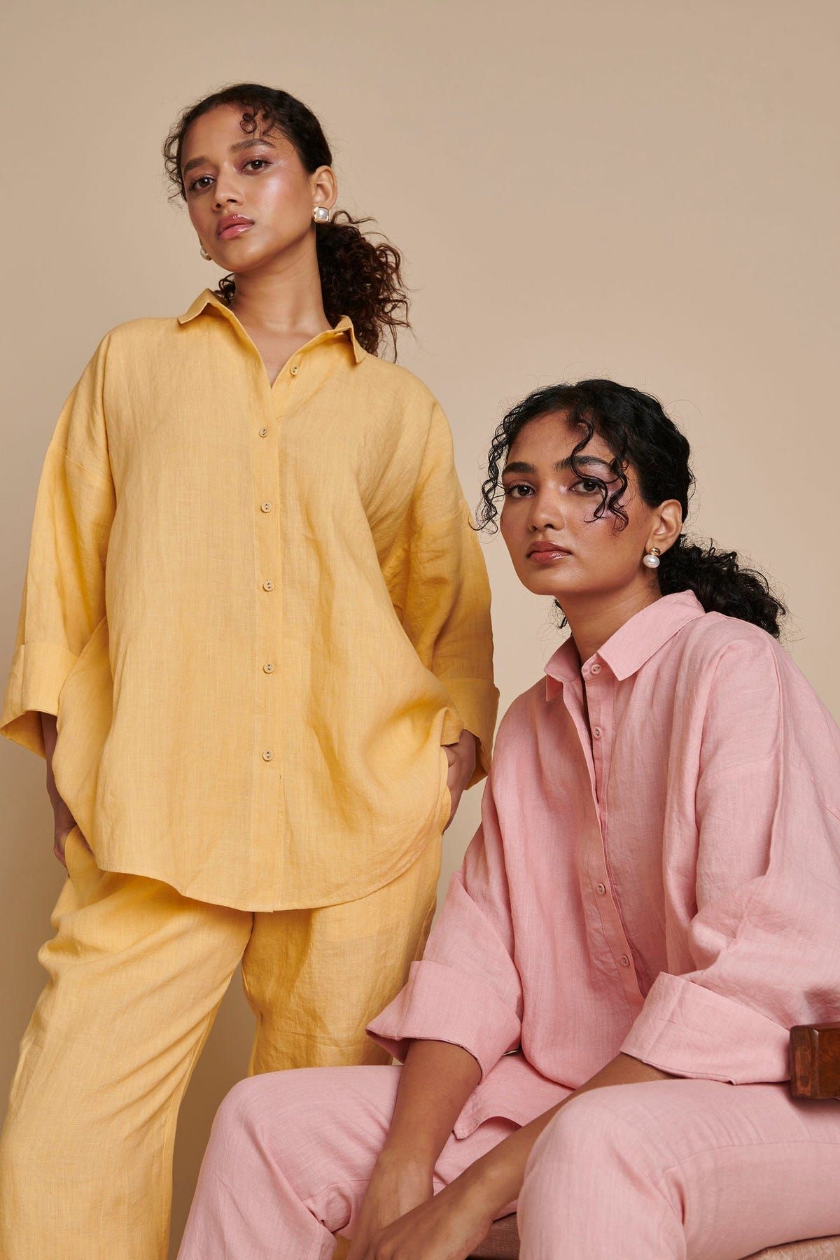 Butterscotch Linen Oversized Flared Shirt Set - Sale - image 7