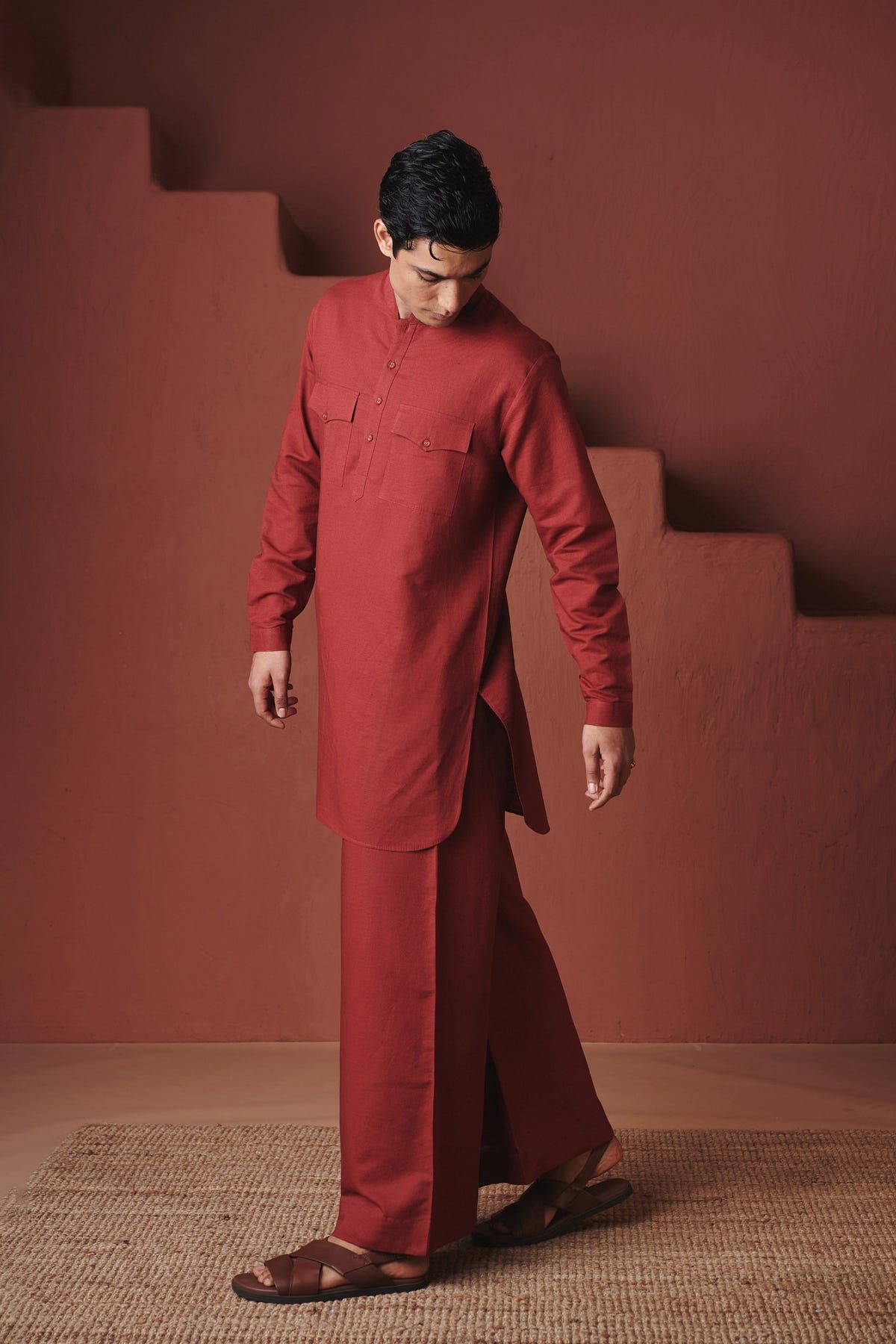 Brick Co-Linen Men's Saif Kurta Set - image 3