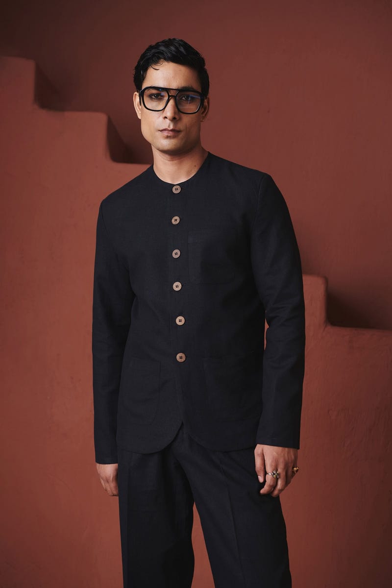 Kohl Co-Linen Men's Round Neck Jacket