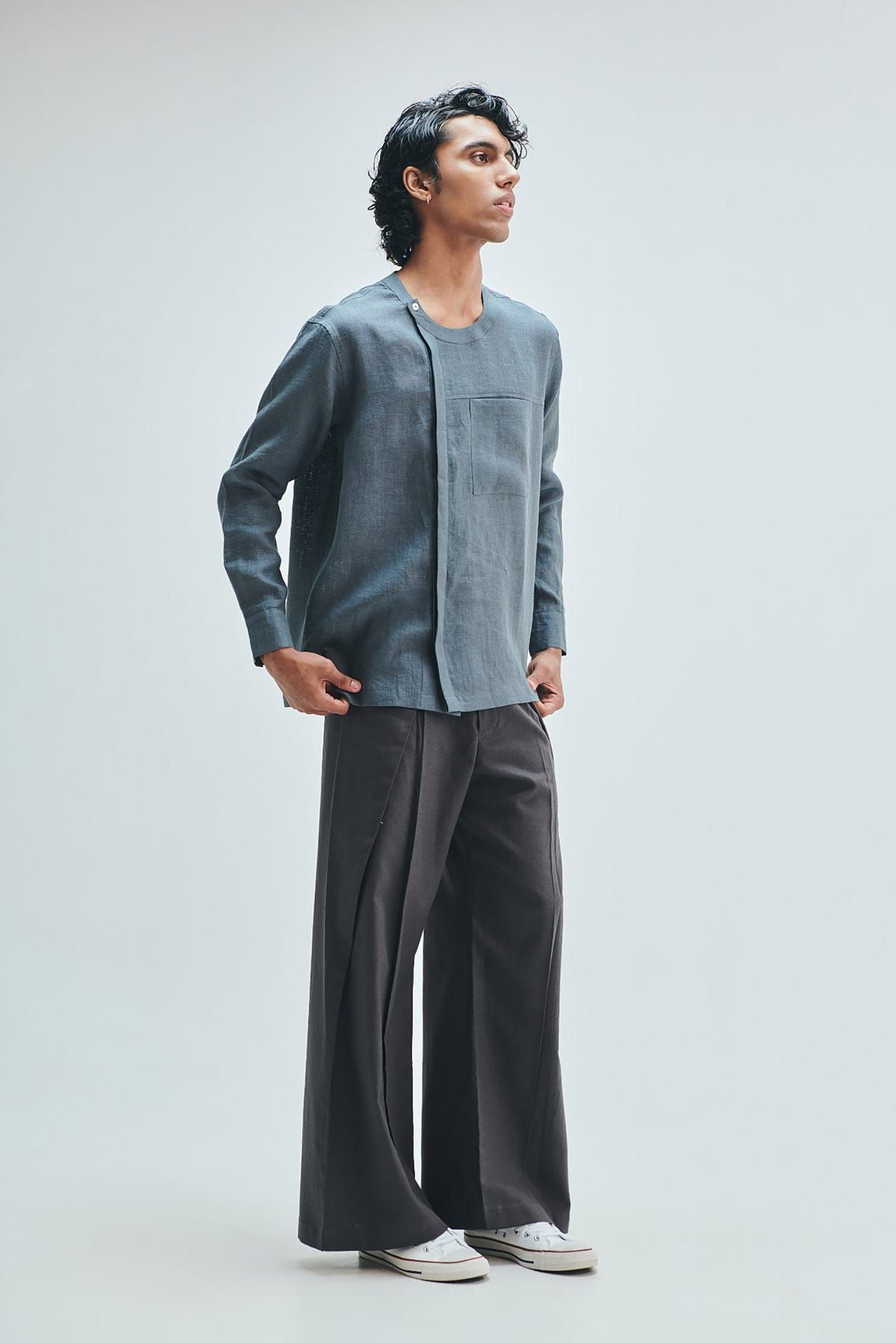 Pebble Co-Linen Men’s Overfold Trousers - image 1