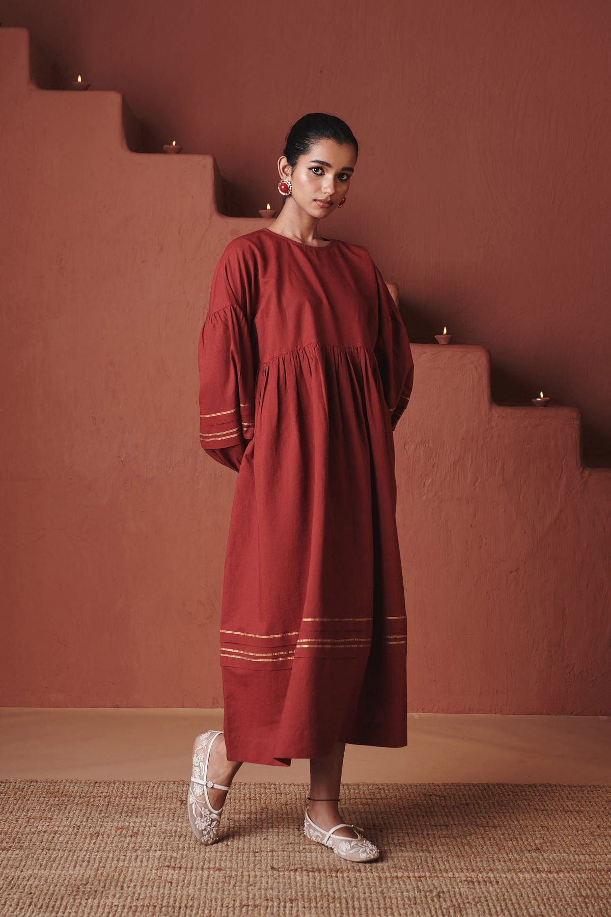 Brick Co-Linen Sack Dress - image 1