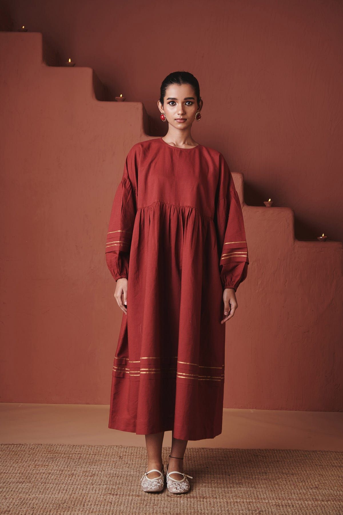 Brick Co-Linen Sack Dress - image 3