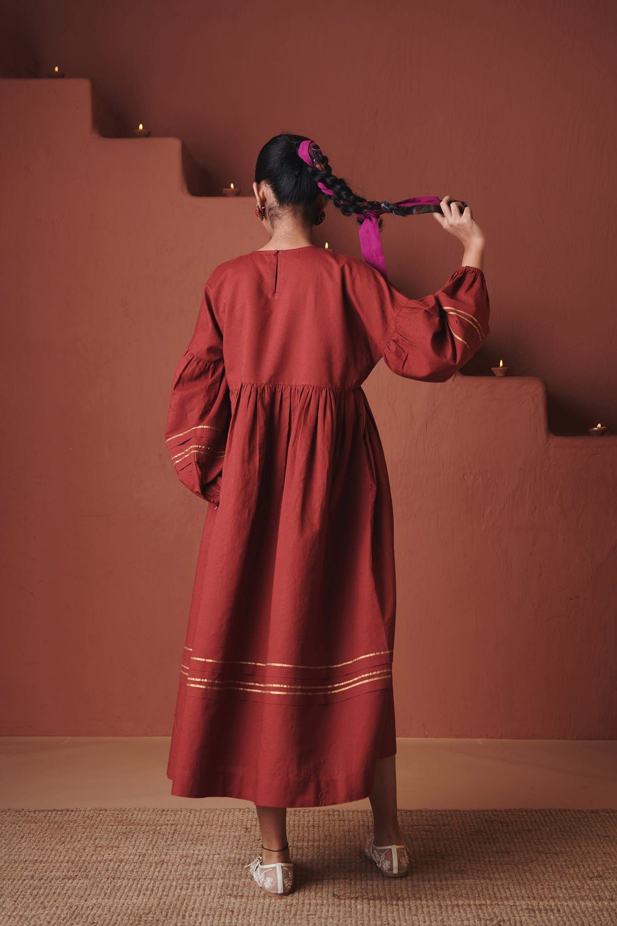 Brick Co-Linen Sack Dress - image 4
