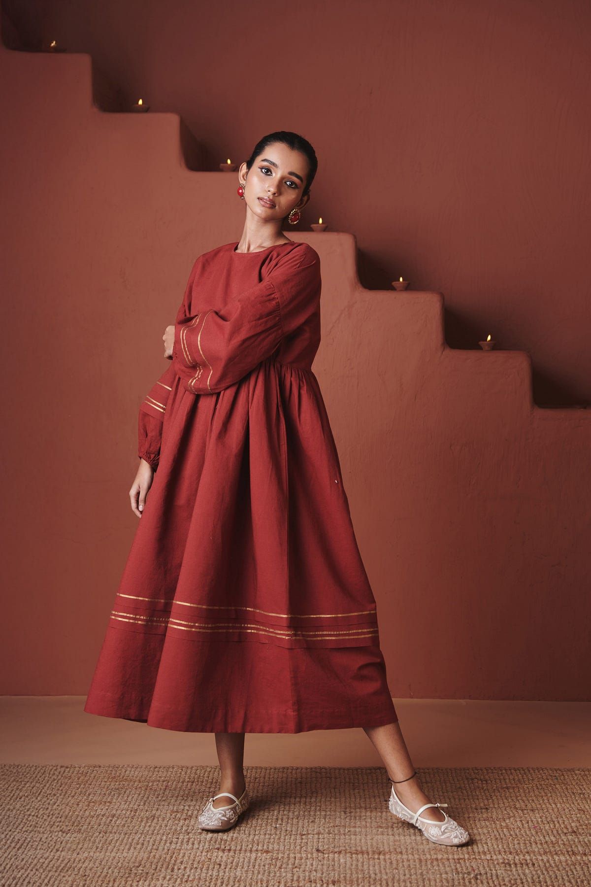 Brick Co-Linen Sack Dress - image 5