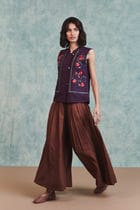 Chocolate Linen Multi-Pleated Pants view 3