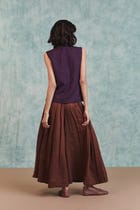 Chocolate Linen Multi-Pleated Pants view 4