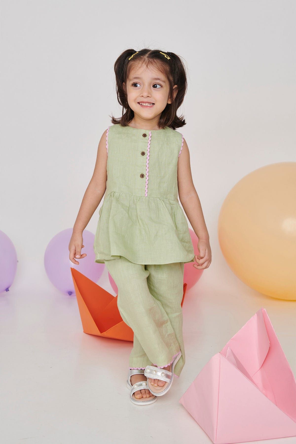 Pista Linen Girls Lace Peplum Set - Sale - image 2