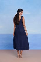 Neel Linen Denim Panelled Dress - Sale view 9