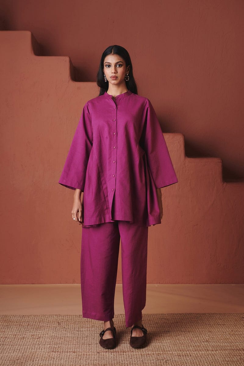Orchid Co-Linen Gathered Shirt Set - Sale