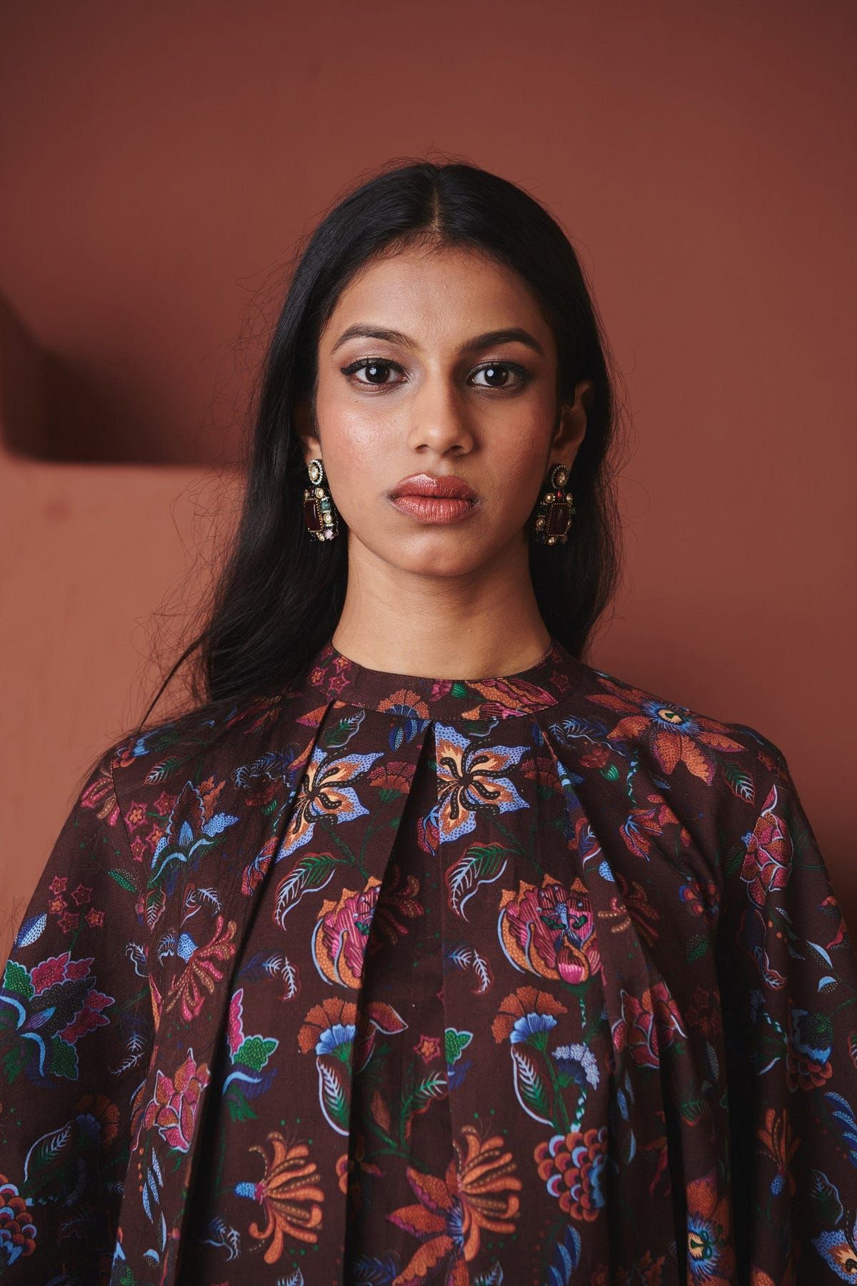 Coffee Chintz Co-Linen Front Pleated Kurta Set - Sale - image 8