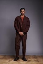 Coffee Co-Linen Men's Relaxed Blazer view 9
