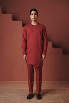 Brick Co-Linen Men's Side Open Kurta Set - Sale view 1