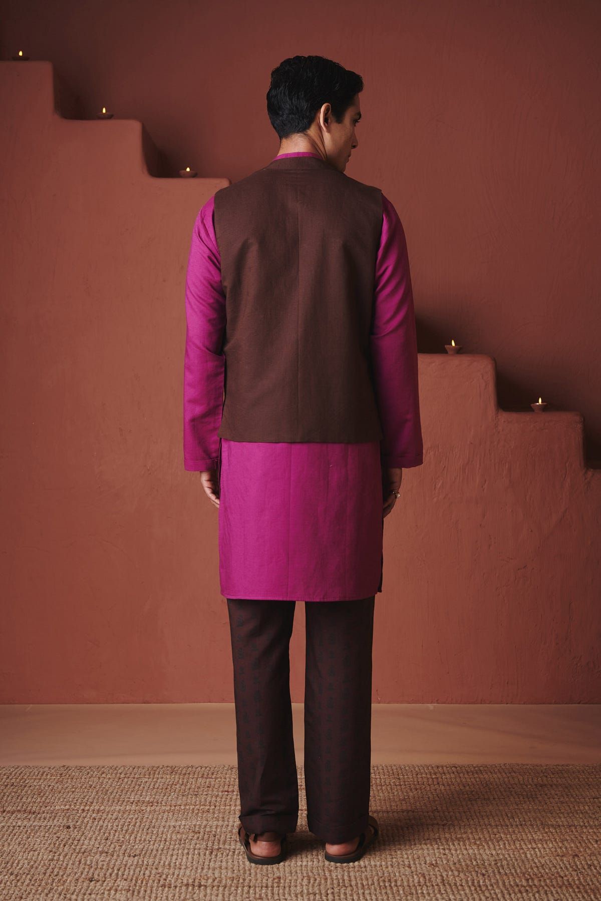 Coffee Co-Linen Men's Nehru Jacket - image 5