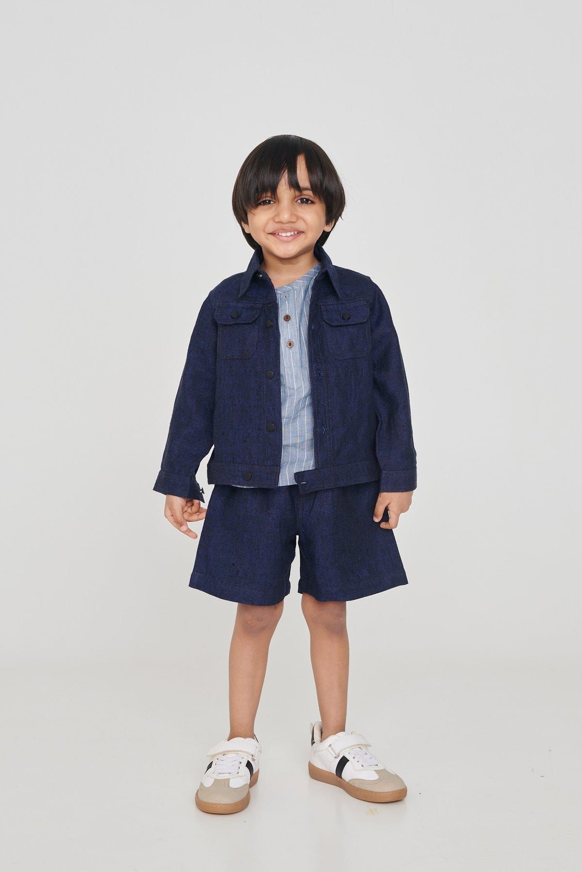 Neel Linen Denim Boys Jacket Set - Sale - image 1